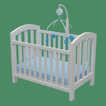 standard-crib-white-color-with-hanging-toys