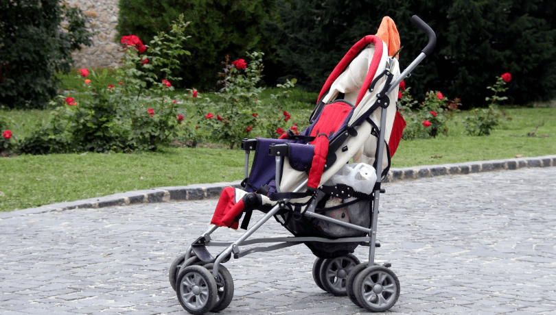 red-and-white-stroller-with-storage